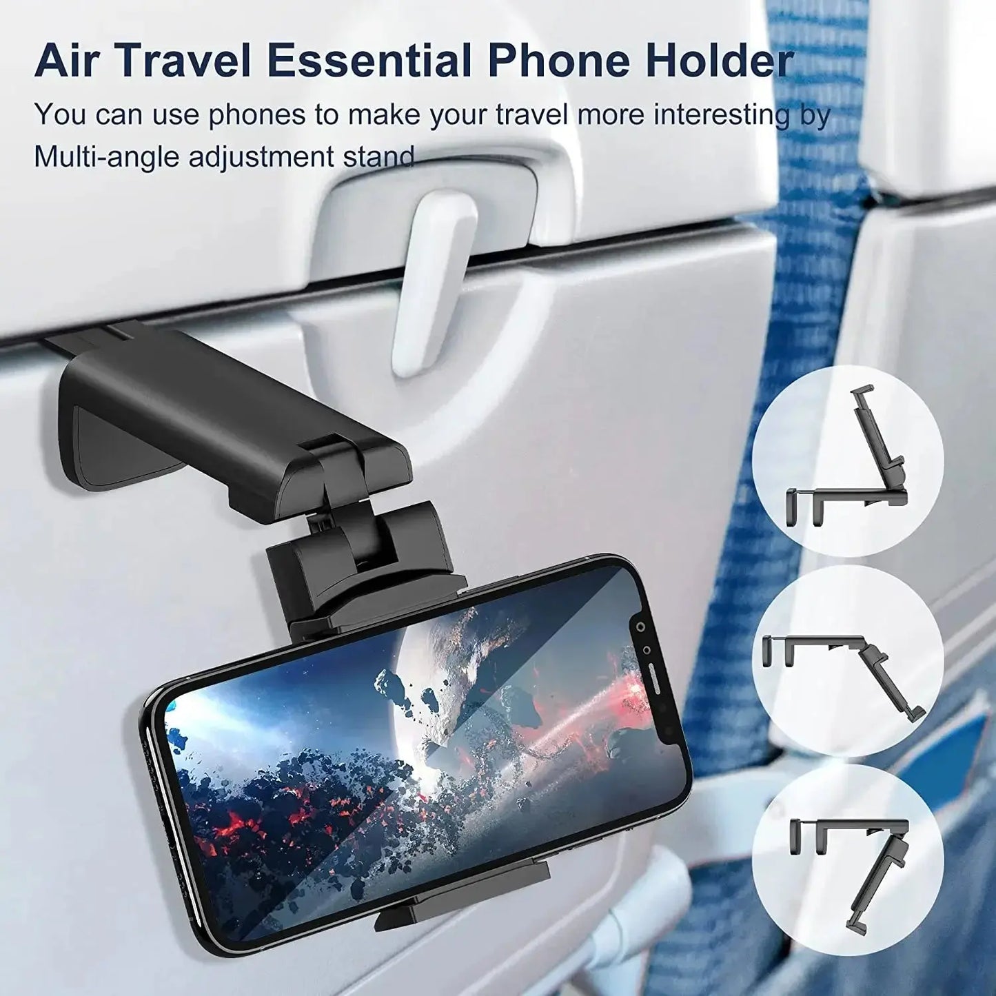 360° Rotating Airplane Phone Holder - Portable Travel Mount for Selfies & Hands-Free Use