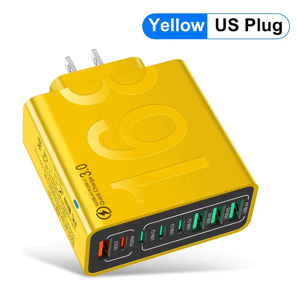 150W Fast Charging Multi-Port USB Wall Adapter - Universal Travel Charger for Xiaomi, iPhone, Samsung, Huawei (EU/US/KR Plug)
