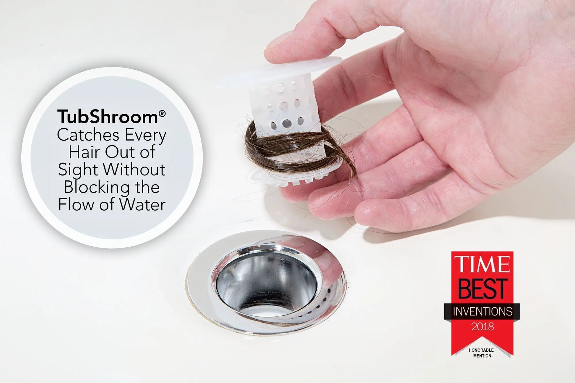 TubShroom (Clear) The Hair Catcher That Prevents Clogged Tub Drains-1