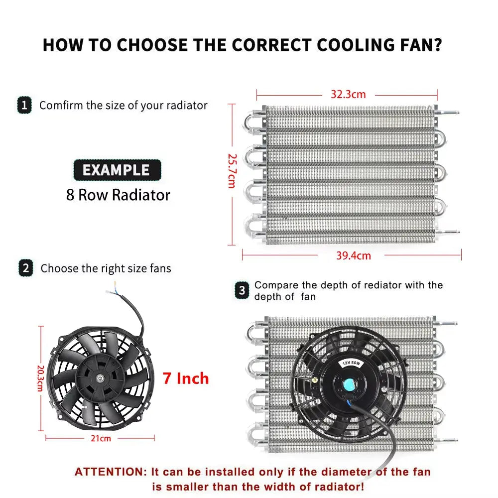 Universal 7/9/10/12/14/16 Inches 12V 80W 2100RPM Car Air Conditioning Electronic Radiator Cooling Fan Blade Electric Cool Kit