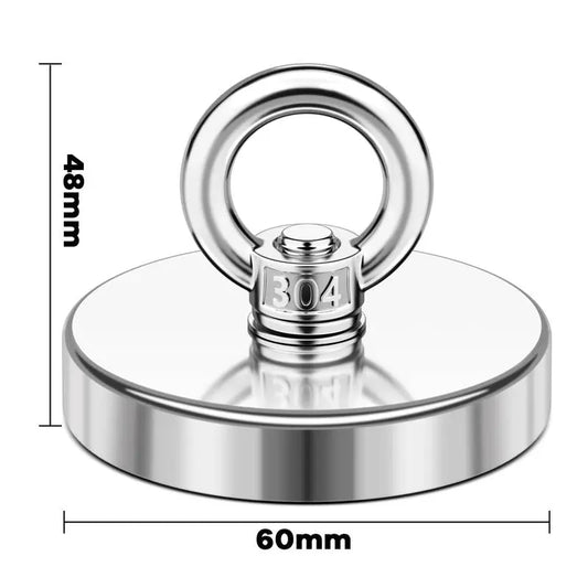Heavy-Duty Magnet,Fishing Magnet,350Lbs Strong Magnet Fishing, Magnetic Fishing Magnets, Rare Earth Magnet with Countersunk Hole Eyebolt for Retrieving Items in Lake, Beach, Lawn.
