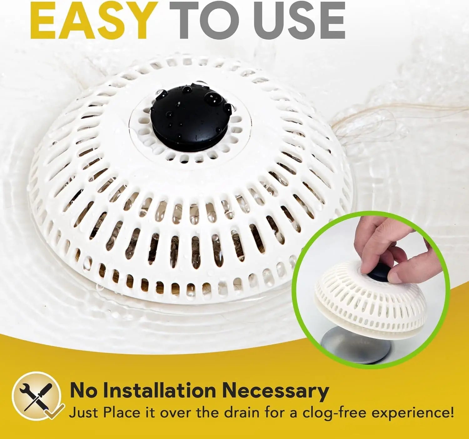 ShowerShroom Stealth Shower Hair Drain Catcher - Hair Stopper for Shower Drain, Bathtub, and Bathroom Sink-4