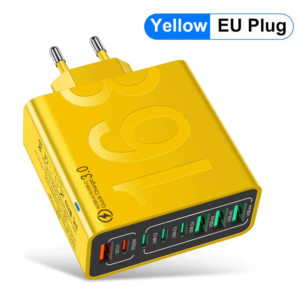 150W Fast Charging Multi-Port USB Wall Adapter - Universal Travel Charger for Xiaomi, iPhone, Samsung, Huawei (EU/US/KR Plug)