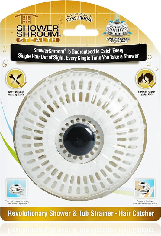 ShowerShroom Stealth Shower Hair Drain Catcher - Hair Stopper for Shower Drain, Bathtub, and Bathroom Sink-0