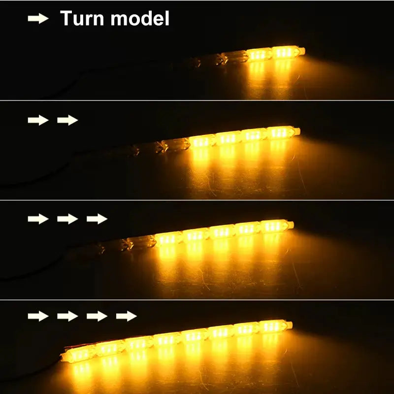2Pcs RGB DRL LED Daytime Running Driving Light Strip Remote Control Flexible Waterproof Headlight Turn Signal Yellow Lamp 12V