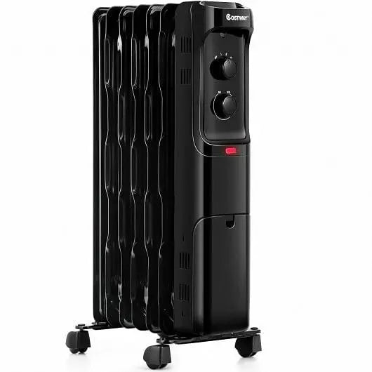 1500W Oil Filled Portable Radiator Space Heater with Adjustable Thermostat-White-9