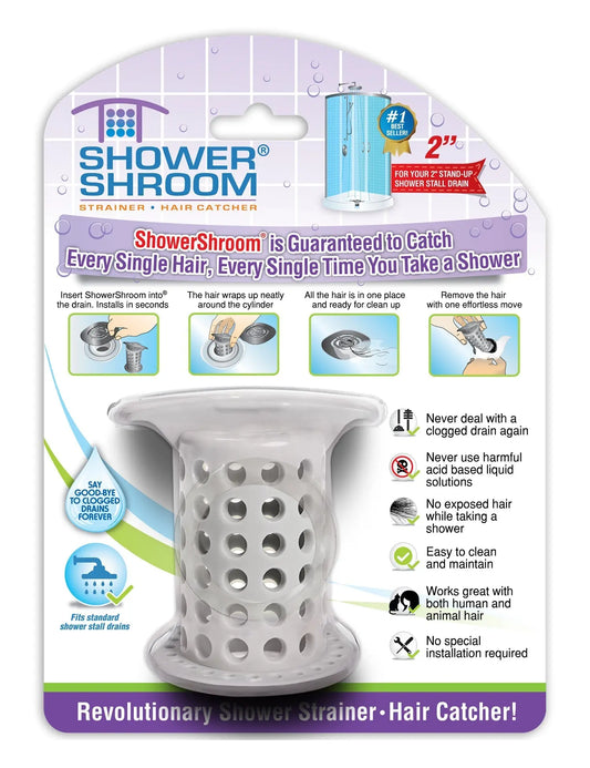 ShowerShroom (Gray) The 2" Hair Catcher That Prevents Clogged Shower Drains-0