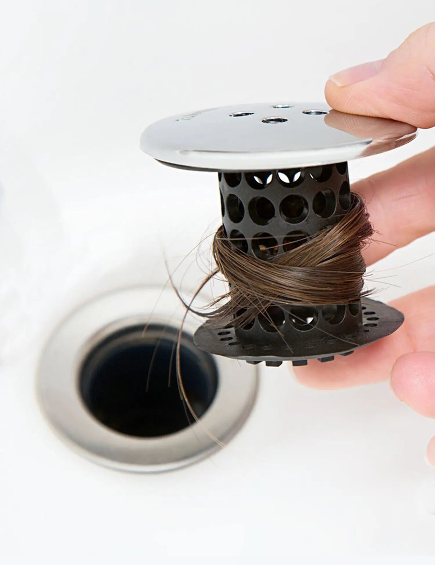 TubShroom® (Black Chrome) The Hair Catcher That Prevents Clogged Tub Drains-2