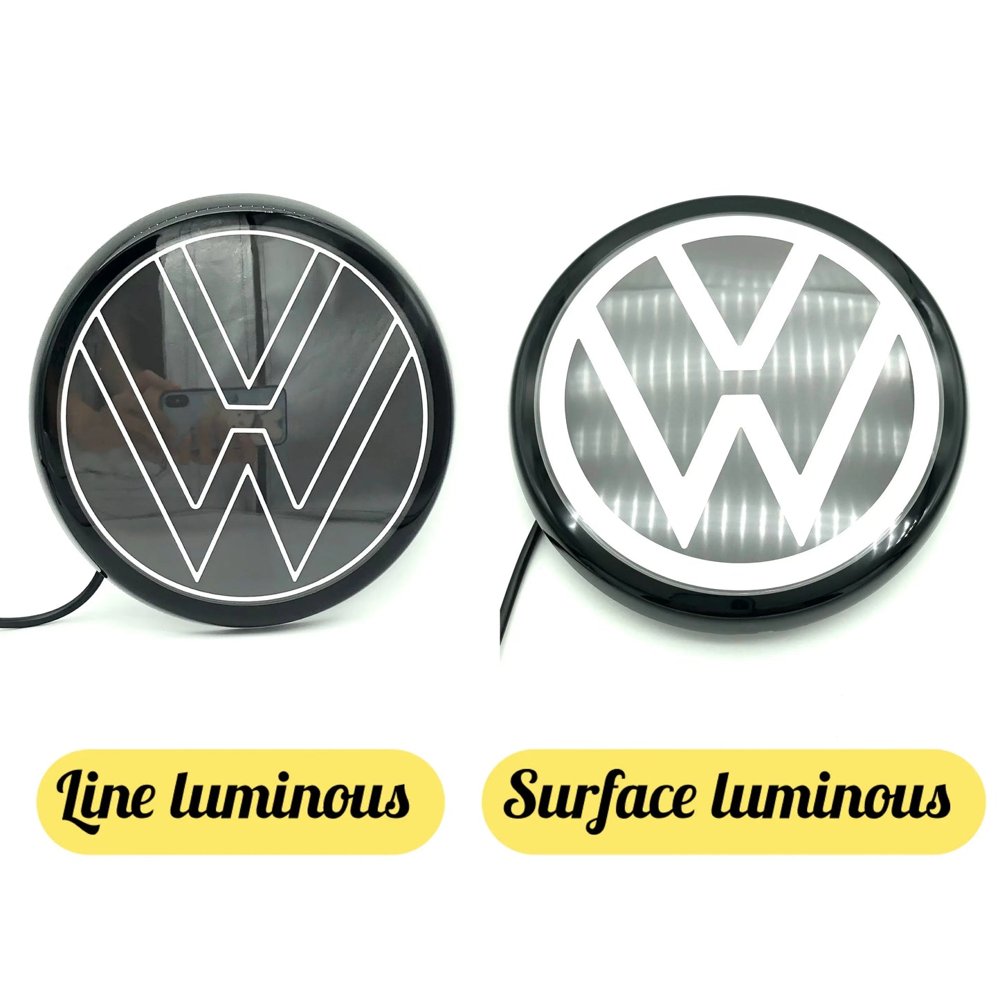Volkswagen logo front grill LED mirror illuminated emblem ACC radar compatible-3