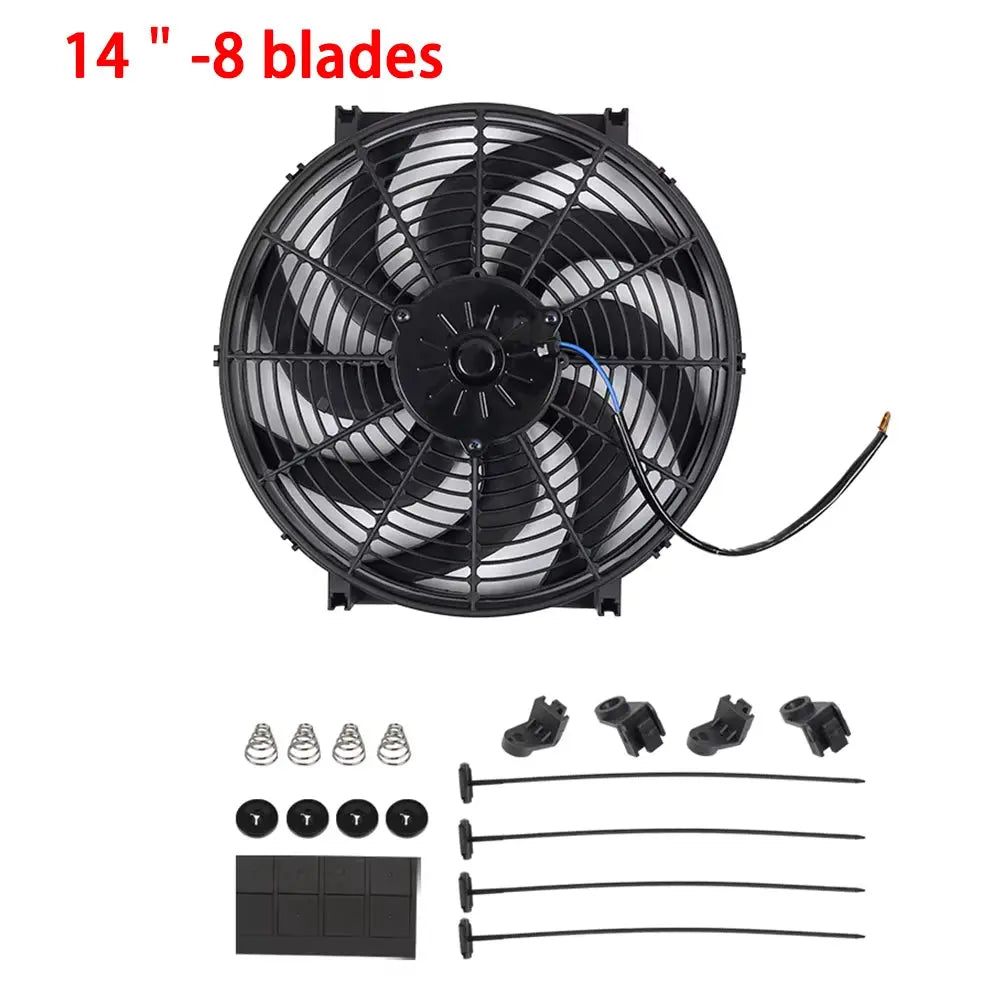 Universal 7/9/10/12/14/16 Inches 12V 80W 2100RPM Car Air Conditioning Electronic Radiator Cooling Fan Blade Electric Cool Kit