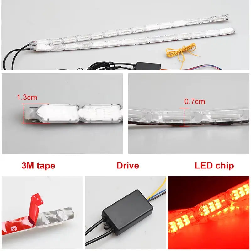 2Pcs RGB DRL LED Daytime Running Driving Light Strip Remote Control Flexible Waterproof Headlight Turn Signal Yellow Lamp 12V