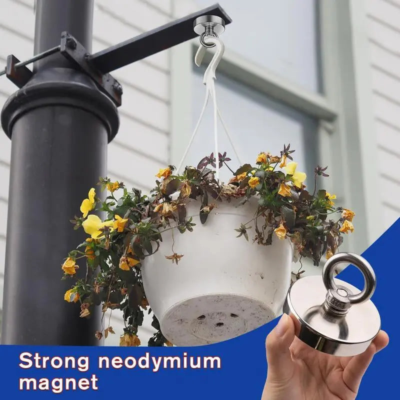 Heavy-Duty Magnet,Fishing Magnet,350Lbs Strong Magnet Fishing, Magnetic Fishing Magnets, Rare Earth Magnet with Countersunk Hole Eyebolt for Retrieving Items in Lake, Beach, Lawn.