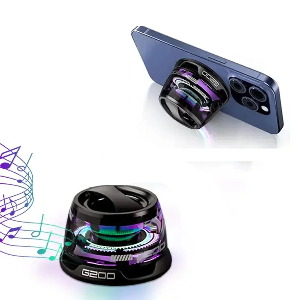 Portable Bluetooth Speaker G200 with RGB Lighting, Magnetic Design, BT5.3, 7-Hour Playback, and Phone Holder