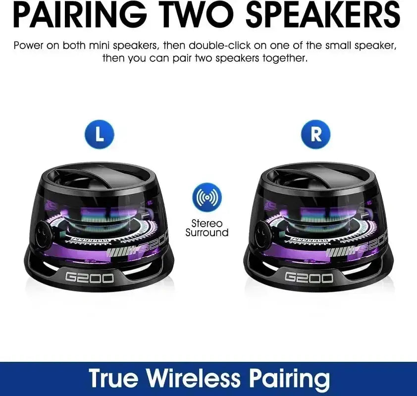 Portable Bluetooth Speaker G200 with RGB Lighting, Magnetic Design, BT5.3, 7-Hour Playback, and Phone Holder