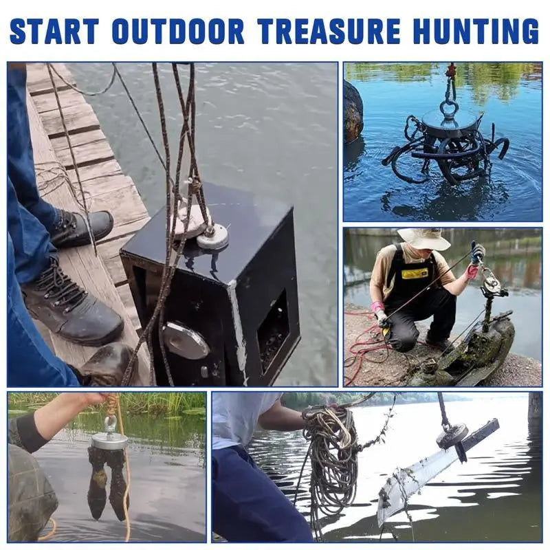 Heavy-Duty Magnet,Fishing Magnet,350Lbs Strong Magnet Fishing, Magnetic Fishing Magnets, Rare Earth Magnet with Countersunk Hole Eyebolt for Retrieving Items in Lake, Beach, Lawn.