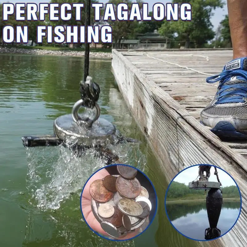 Heavy-Duty Magnet,Fishing Magnet,350Lbs Strong Magnet Fishing, Magnetic Fishing Magnets, Rare Earth Magnet with Countersunk Hole Eyebolt for Retrieving Items in Lake, Beach, Lawn.