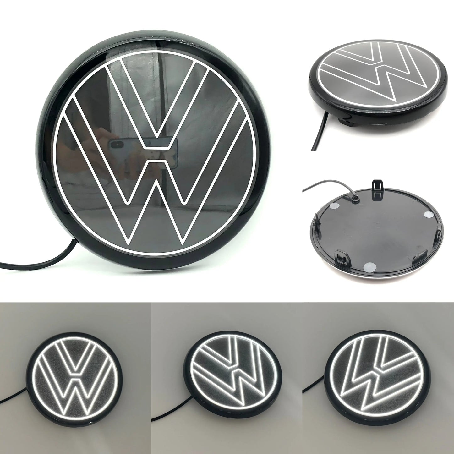 Volkswagen logo front grill LED mirror illuminated emblem ACC radar compatible-2