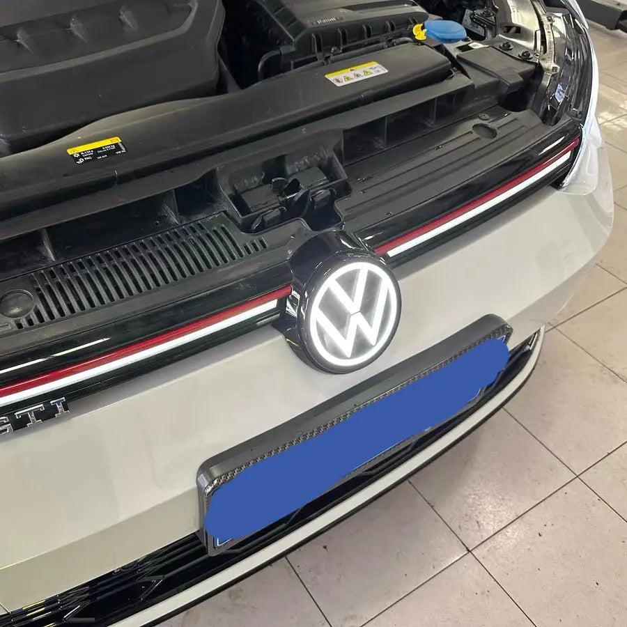 Volkswagen logo front grill LED mirror illuminated emblem ACC radar compatible-5